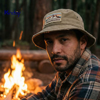 Chapeau Bob Personnalisé avec Logo, en Toile de Coton Lavée Style Vintage, Idéal pour le Camping, la Randonnée, la Pêche, Unisexe, Marque Personnalisée