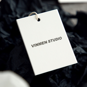 Design Printing Pvc Coated Paper Embossed Brand Name Logo Paper Garment Labels Woven <strong>Strings</strong> Clothing Hang <strong>Tags</strong> <strong>Custom</strong> - Product Image 5