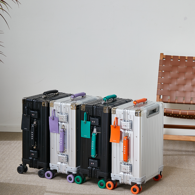 20/24/26/28 Inch Aluminum Frame Hard Shell Luggage Spinner Suitcase with TSA Lock and Contrast Color Handles