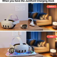 Base de charge Chargeur rapide 30W pour accessoires Meta Quest3/3S VR Support de charge Station de charge RVB Dock avec batterie adaptateur