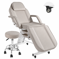 Table de massage pliable à vérin hydraulique, 360 °   Lit de salon inclinable et rotatif avec structure en acier pour institut de beauté, spa, hôpital