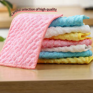 Tampon à récurer double face en viscose, lingettes en microfibre à séchage rapide et résistantes à l'huile, forme rectangulaire, pour usage en cuisine, couleur unie, lavage à la main - Product Image 1