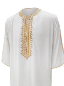 Túnica Marroquí Bordada de Lino para Hombre 2026, Thobe Musulmán con Bolsillo Lateral, Túnica Tradicional Jibba Abaya, Ropa Masculina Jalabiya - Product Image 4