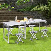 Ensemble table et chaises d'extérieur en aluminium table pliante de pique-nique de camping portable légère et réglable en hauteur avec 6 tabourets