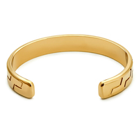 Bracelet manchette géométrique gravé CNC de précision pour homme, plaqué or PVD 18 carats, en acier inoxydable 316L, fabrication usine de bijoux