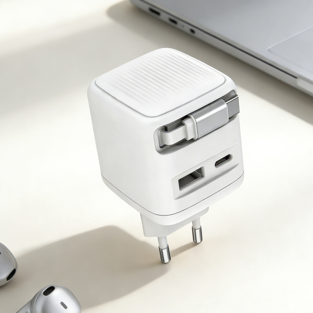 65W Portable Retractable Cable Charger with Foldable US/UK Plug & EU 2-Pin, Multi-device Fast Charging,Perfect Travel Companion