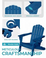 Chaise pliante Adirondack avec deux porte-gobelets, chaise de patio extérieure résistante aux intempéries 380LBS pour jardin, plage et cour arrière