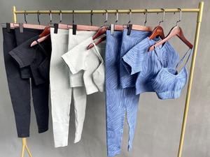 Venta al por mayor Yoga Tipo Pantalones cortos a rayas Deporte Butt Lift Leggings Correas Pantalones cortos de las mujeres - Product Image 2