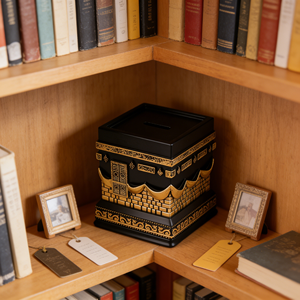 Tirelire <span class=keywords><strong>d</strong></span>écorative en résine - Motif islamique noir et or, boîte à monnaie <span class=keywords><strong>d</strong></span>écorative, idéale pour la <span class=keywords><strong>d</strong></span>écoration du salon - Product Image 3