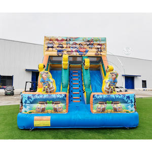 Toboggan gonflable à double piste, château gonflable pirate, combo toboggan gonflable humide et sec pour enfants et adultes - Product Image 2