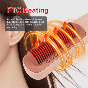 Peines de pelo con revestimiento de cerámica portátil de calentamiento rápido PTC personalizados, vapor reduce el daño, alisador de aire caliente, herramientas de estilo de cepillo - Product Image 2