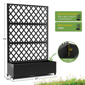 <span class=keywords><strong>Jardinière</strong></span> surélevée avec roues, <span class=keywords><strong>jardinière</strong></span> en métal avec treillis, bac à plantes avec écran d'intimité <span class=keywords><strong>pour</strong></span> plantes grimpantes, fleurs, légumes - Product Image 4