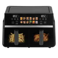 Friteuse à air double de 10 litres, design en acier inoxydable, commande tactile numérique, économie d'énergie, cuisson rapide