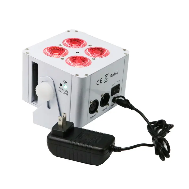 Giá Rẻ Giá Mini Laser 4 Pcs Rgbwa + UV DJ Uplight Với Pin Không Dây IRC Điều Khiển Từ Xa DMX Slim Flat cải Cách Hành Chính Ánh Sáng