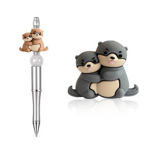 Nuovo Prodotto all'Ingrosso: Perline in Silicone 3D a Forma di Lontra Marina e Cucciolo, Animali Carini per Creazione di Penne - Product Image 1