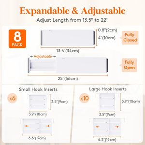 Lifewit 8-Pack ajustable 4 \ "alto cajón <span class=keywords><strong>organizadores</strong></span> 13,5 \"-22 \ "separadores <span class=keywords><strong>de</strong></span> <span class=keywords><strong>plástico</strong></span> expandibles <span class=keywords><strong>para</strong></span> <span class=keywords><strong>ropa</strong></span> tocador <span class=keywords><strong>de</strong></span> maquillaje - Product Image 2