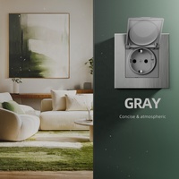 Prise murale standard européenne allemande Schuko en aluminium brossé noir gris or avec couvercle étanche IP44