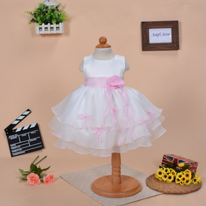 open lace back dress Party Princess Flower Bodice Tulle Tier Baby Dress