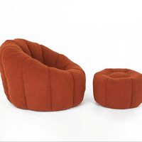 Canapé de luxe moderne confortable en tissu sable de grande taille Canapé de loisirs citrouille simple avec repose-pieds pouf