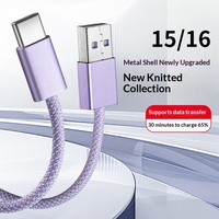 Kabel Data Pengisian Cepat USB Tipe C dengan Cangkang Aluminium Anyaman