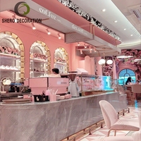 Comptoir de présentation pour café, mobilier de bar personnalisable, vitrine pour café, décoration de boulangerie, designs pour café