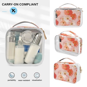 2-Pack Custom Ohia Lehua Print Women's Small Waterproof <b>Transparent</b> PVC Clear Cosmetic <b>Makeup</b> for Toiletry <b>Bag</b> Zipper - Product Image 4