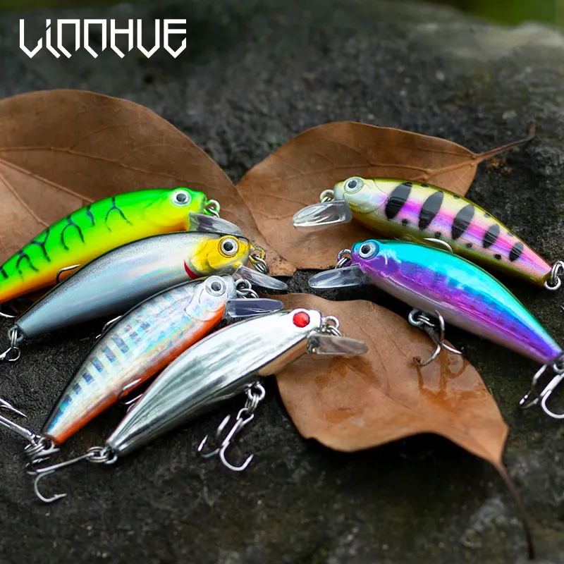 LINNHUE umpan pancing pensil air tenggelam, Minnow 2.8g 6.3cm tiga kait umpan ikan keras aksesoris buatan memancing Luya