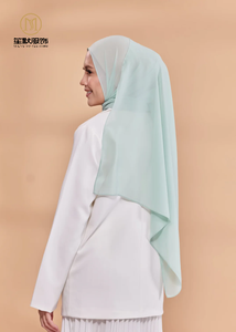 Màu Xanh Lá Cây Đầy Màu Sắc Thoáng Khí Bán Buôn Nhà Máy Ngọc Trai Voan Bé Đường May 70*180Cm Đồng Bằng Hijab Cho Hồi Giáo Phụ Nữ Dân Tộc Tudung - Product Image 4