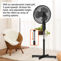 Ventilateur sur pied électrique en plastique de 16 pouces avec commande mécanique, oscillation, minuterie et fonctionnement silencieux pour la maison, l'extérieur et l'hôtel