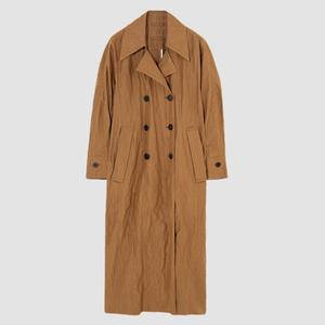 ロングトレンチコート女性用グリーントレンチコート2025年 - Product Image 1