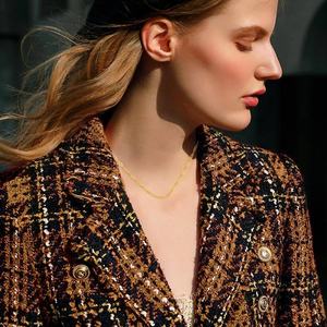 YFN مجوهرات عالية الجودة 18 قيراط من الذهب الصلب مستطيل سلسلة مشبك الورق قلادة قلادة - Product Image 5