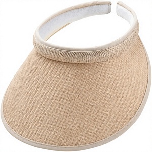 Visera de Paja Beige Ajustable con Borde Plano, Sombrero de Verano Unisex para Exteriores para Adultos - Product Image 1