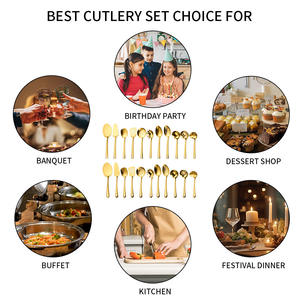 Ensemble de couverts de mariage 11/6 pièces pour la maison, spatule, louche, cuillère <span class=keywords><strong>à</strong></span> huile, plaqué or, léger, ensemble d'ustensiles de cuisine, ensemble de <span class=keywords><strong>fourchettes</strong></span> et de cuillères - Product Image 4