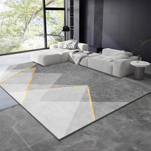 Tapis géométrique moderne carré en fibre de polyester, lavable à l'eau, antidérapant, pour salon, chambre, entrée H 087 - Product Image 4