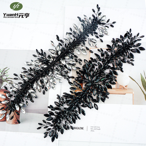 Applicazione di Perline di Cristallo Nero di Lusso, Fiore in Filo con Strass 100% Fatto a Mano per Accessori DIY da Donna per Abiti e Copricapo - Product Image 3