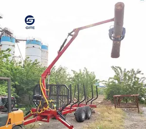 Forestry machinery log loader trailers with crane timber loading trailer