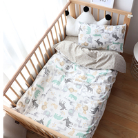 Ensemble de literie pour bébé 3 pièces en coton, linge de lit à motifs de dessins animés, kit de lit bébé pour garçon et fille, taie d'oreiller, housse de couette, drap, taille personnalisée pour enfants