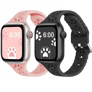 Correa de reloj de pulsera de silicona con garra de gato hueco para Apple Watch Band <span class=keywords><strong>38</strong></span> 40 41 42 44 45 mm para Iwatch Se Series 7 6 5 pulsera - Product Image 1