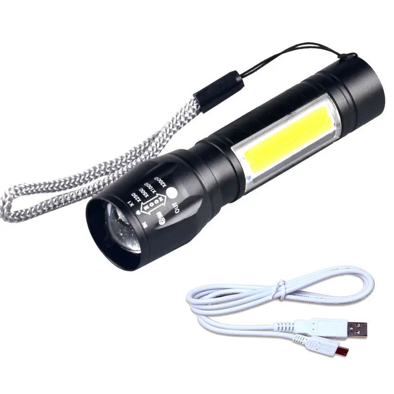 Mini şarj edilebilir el feneri süper parlak cep Mini Zoom COB USB şarj Led fener su geçirmez
