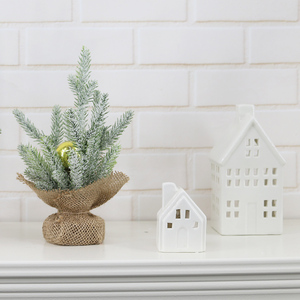 Праздничная вечеринка, домашний декор, рождественские украшения для стола, сосновая шишка, Рождественская елка с основанием из мешковины - Product Image 6