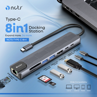 Hub USB-C 8-en-1, adaptateur multiport avec charge PD 100W, lecteur de carte SD/TF 4K USB 3.0 pour MacBook Pro Air iPad