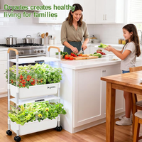 Système de culture hydroponique d'intérieur 54 bacs pour herbes et légumes/fruits, sur pied, alimenté par batterie