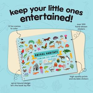 500 + animaux autocollants pour enfants et 12 pages à colorier tout-petits garçons filles adolescents livre d'activités amusant autocollant livres - Product Image 2