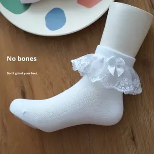 Chaussettes courtes de danse latine pour filles, en dentelle fine, en coton peigné respirant, absorbant la transpiration, sans os, chaussettes de princesse pour enfants, printemps automne - Product Image 1