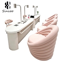 Mobilier de salon de manucure de luxe tout-en-un : Fauteuil de pédicure électrique avec spa pour les pieds, fauteuil de massage sans tuyauterie, table de manucure