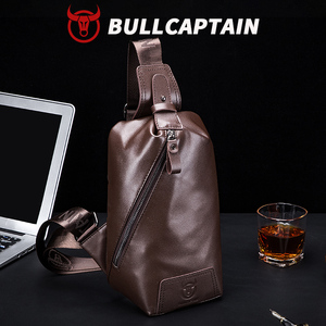 Bolso de Pecho BULLCAPTAIN para Hombre, de Cuero Genuino, Bolso Bandolera Clásico, con Bolsillo para Teléfono Celular, para Uso en Exteriores - Product Image 1