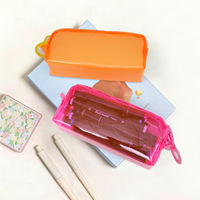 Trousse à crayons grande capacité avec fermeture éclair, sac cosmétique coloré et original, pochettes à crayons créatives en PVC avec grande fermeture éclair pour filles