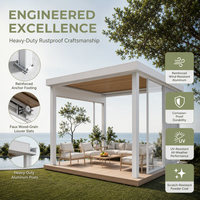 Pergola bioclimatique motorisée en aluminium imperméable avec lames orientables, revêtement poudré, auvent de jardin