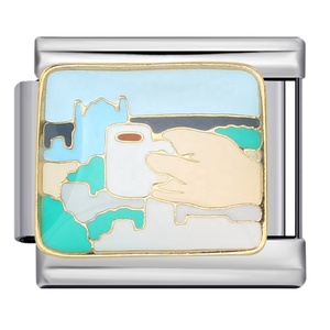 Breloques modulaires en acier inoxydable à maillons, motifs paysages artistiques, ville nocturne étoilée, phare, mosquée, pont, cadeau pour les amateurs d'art et de voyage - Product Image 5