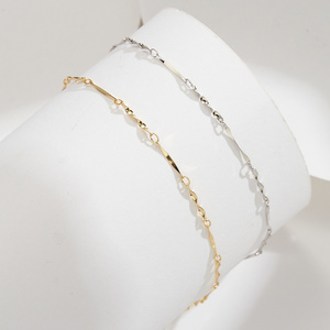 RINNTIN SA79 Bracelet de cheville torsadé en argent sterling 925 Bohemian Beach <span class=keywords><strong>Pied</strong></span> plaqué or 14 carats décoré Chaîne de cheville nue - Product Image 3